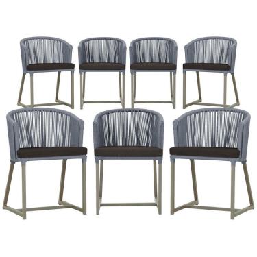 Imagem de 7 Cadeiras De Jantar área Noronha Fendi E9 Trama  Prata
