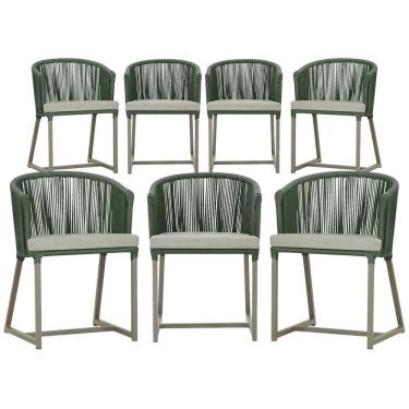 Imagem de 7 Cadeiras De Jantar área Noronha Fendi E3 Trama  Verde