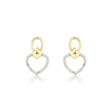 Imagem de Brincos De Coração Cravejados Com Zircônia Em Banho De Ouro 18k - Elegância E Brilho