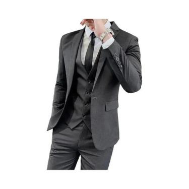 Imagem de Terno Slim Fit Masculino 6XL: Blazer, Colete E Calças Para Negócios, C