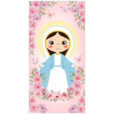 Imagem de Painel Sublimado Vertical Nossa Senhora Aparecida Flores Cor de Rosa B