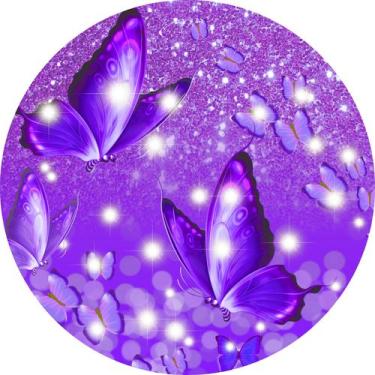 Imagem de Painel de Lona Redondo Borboletas Lilás Duo - Fabrika de Festa, 190x19