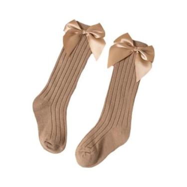 Imagem de Meias De Algodão Para Meninas Com Laço Vermelho, Altura Até O Joelho, 
