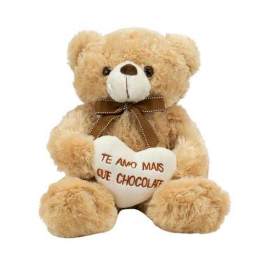 Imagem de Urso Sentado Te Amo Mais Que Chocolate 39cm Pelúcia - Fofy Toys