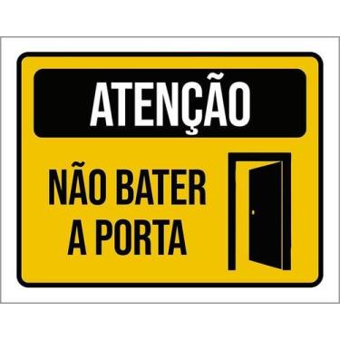 Imagem de Kit 3 Placa Acm Atenção Não Bater Porta 18X23 Branco - Sinalizo