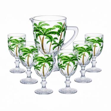 Imagem de Jogo De Jarra 1 L Com 6 Taças 350ml Palm Tree Lanty Ke Home