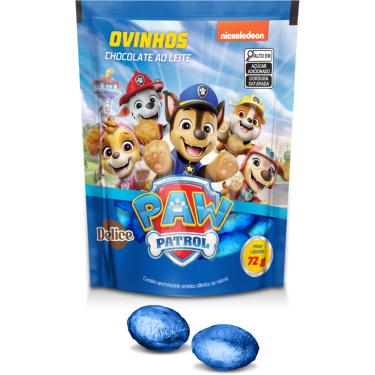Imagem de Mini Ovos Sachê Delice Patrulha Canina Chocolate ao Leite 72g Infantil