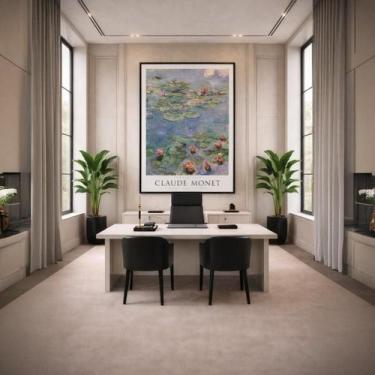 Imagem de Quadro Canvas Water Lilies Claude Monet 90X60Cm Mold Preta - Quadros O