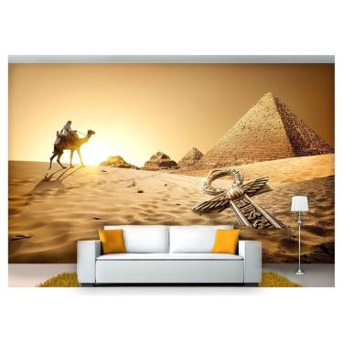 Imagem de Papel De Parede Animais Camelo Pirâmides 3D Anm183