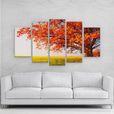 Imagem de Quadro decorativo paisagem Arvore vermelha para sala em mdf