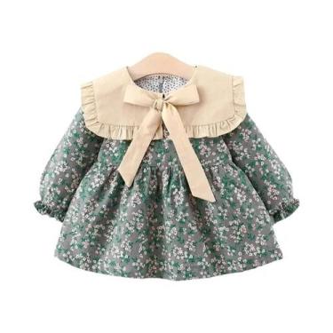 Imagem de Vestido de princesa estampado de manga comprida infantil, roupas para 