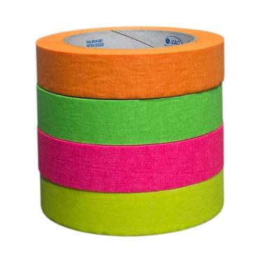 Imagem de Kit Fita Crepe Basic 4 Cores neon 24mmx50m - Nastro
