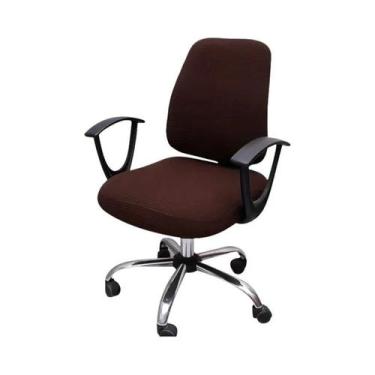 Imagem de Capa De Cadeira De Escritório Em Jacquard Elástico De Cor Sólida 2PCS/