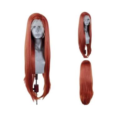 Imagem de Peruca Sintética Longa Ondulada Loiro Platina Com Renda Frontal Para M