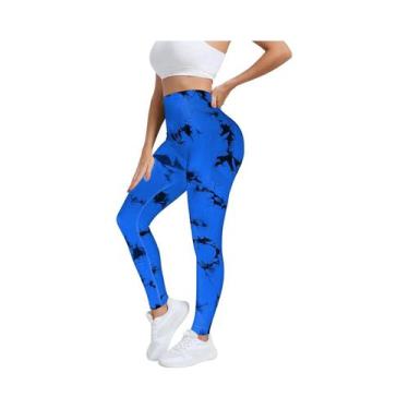Imagem de Calças De Yoga Femininas De Cintura Alta Com Estampa Tie-Dye, Leggings