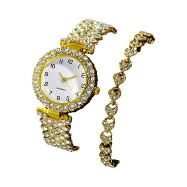 Imagem de Relógio De Quartzo Feminino De Luxo Com Pulseira Prateada E Bracelete 