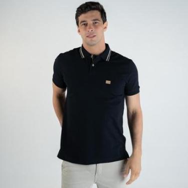 Imagem de Camisa Polo Acostamento Frisos Preta-Masculino