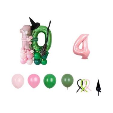 Imagem de Balões De Aniversário Rosa E Verde De 32 Polegadas, 51 Peças, Decoraçã