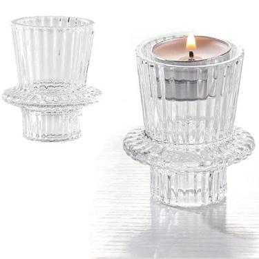 Imagem de Castiçal de Vidro Cônico Porta Velas Decoração Tealight - Equipe Y