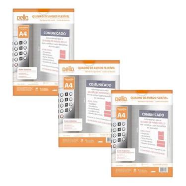 Imagem de Kit 3 Quadro Aviso Multiuso Expositor Cristal Folha A4 Dello