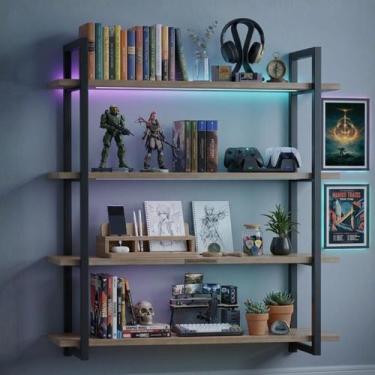 Imagem de Estante Prateleira Design Industrial Para Livros Metalon Mdf Casa nich