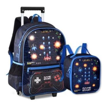 Imagem de Mochila Rodinhas e Lancheira Video Game Bolsa Meninos Gamer-Masculino