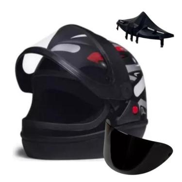 Imagem de Capacete San Marino Grafic Preto Mais Narigueira Big Viseira Extra, Pr