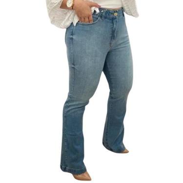 Imagem de Calça Flare Feminina Cintura Alta com Elastano Loopper Jeans, Jeans cl