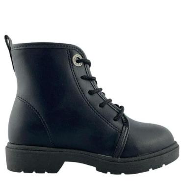 Imagem de Bota Feminina Coturno Molekinha Preta Detalhes Prata, Preto, 29