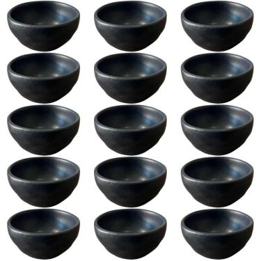 Imagem de Kit 15 Ramequins Molheira 50ml Cerâmica Orgânico Preto Buffet Restaurante Porto Brasil