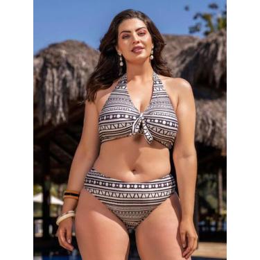 Imagem de Biquíni Plus Size Top Com Bojo, Tanga Sunquíni Estampado - Mania De Pr