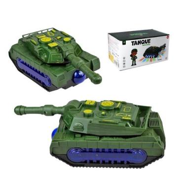 Imagem de Tanque Guerra Bate Volta Anda Sozinho C/ Luz Som Gira Base - Arktoys