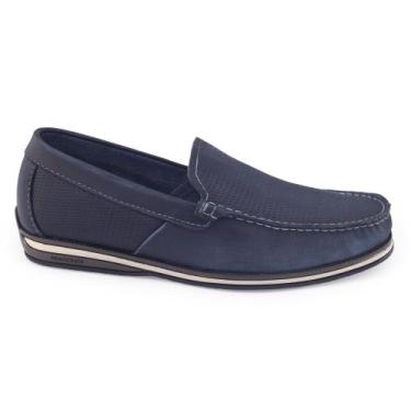 Imagem de Sapato Mocassim Masculino Democrata 135201 couro Denim Ted, Marinho, 4