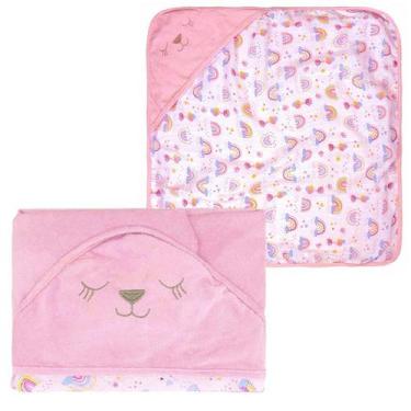 Imagem de Toalha Plush Com Capuz De Canto Bordado E Forro Fralda 68 x 68cm Baby 