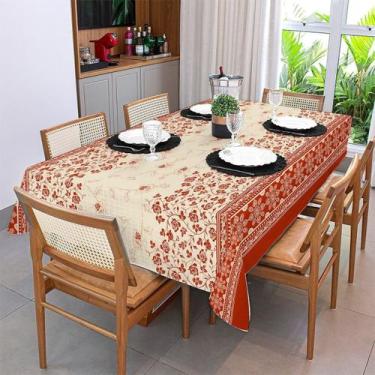 Imagem de Toalha de Mesa 6 Lugares - Textil Giordano, Flores Vermelhas