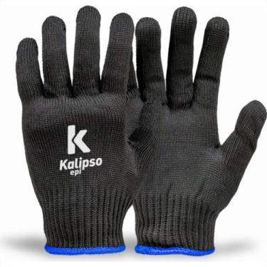 Imagem de Luva Helanca Kalipso Nylon Preta - Kit C/12