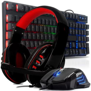 Imagem de Kit Teclado Gamer Semi Mecanico pc Ps4 Abnt2 Headset Fone de Ouvido Gamer Estéreo e Mouse Led 3200 Dpi Para Jogos Ps4 Ps5 Pc Gamer Notebook …