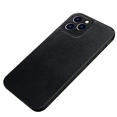 Imagem de Capa para iPhone 13 Mini/13/13 Pro/13 Pro Max, capa protetora fina de couro PU luxuoso, proteção total para câmera à prova de choque, capa macia de TPU (poliuretano termoplástico), preta, 13 6,1 polegadas