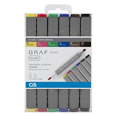 Imagem de Marcador Artístico 2 Pontas, CiS, Graf Duo Brush, 60.86, 6 Cores Básicas