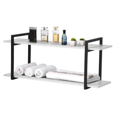 Imagem de Nicho Banheiro Preto Com Prateleiras Branco 120cm