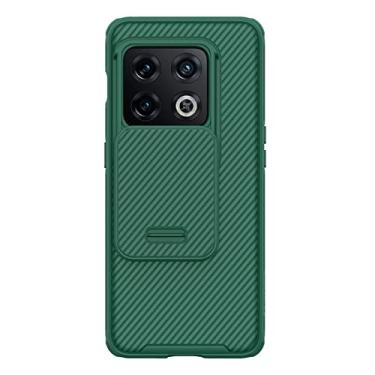 Imagem de Capa para Oneplus 10 Pro, capa protetora elegante e fina com capa de câmera deslizante, proteção à prova de choque, parte traseira rígida PC e capa macia TPU Edge, verde