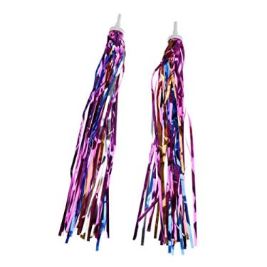 Imagem de Simhoa Par de triciclo de bicicleta retrô infantil meninas guiador borla - colorido