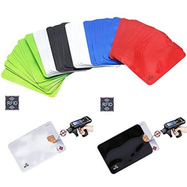 Imagem de (Pacote com 60) Manga com bloqueio de RFID holográfico, porta-cartões, bloqueio, anti roubo, capa protetora, cartões de crédito, estojo de segurança, prevenção de roubo de identidade, Set 2(60 Pack), one size