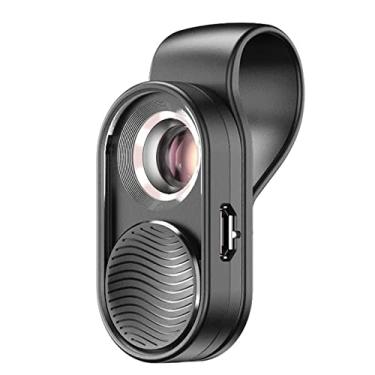 Imagem de PUSOKEI Microscópio de telefone 100x, mini microscópios de fixação de lente de câmera de telefone de bolso com clipe universal e LEDs, micro lupa USB portátil para crianças e adultos moeda tricoma