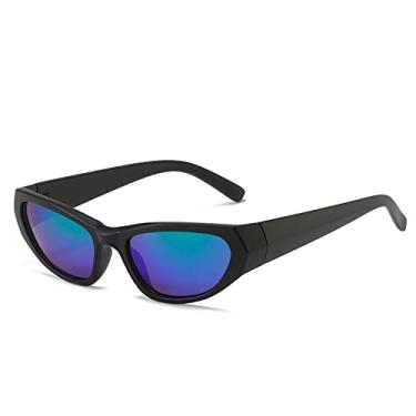 Imagem de Óculos de sol sem aro feminino uma peça óculos de sol esportivos para homens moda colorida vintage óculos sem moldura tons de espelho, 20898 preto verde, com uma chave de fenda