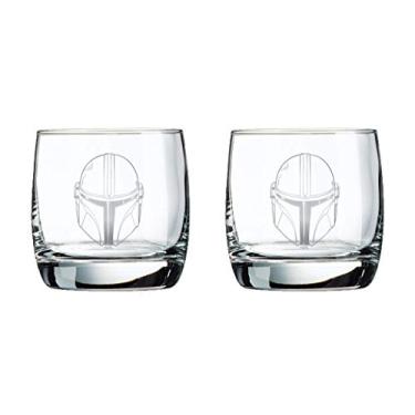 Imagem de Conjunto de vidro Mandalorian (capacetes) – Capacidade de 293 g – Pacote com 2 copos – Design Star Wars – Base pesada