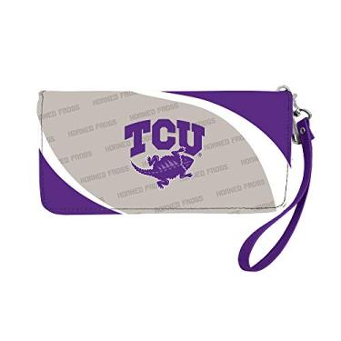 Imagem de Littlearth Carteira feminina NCAA TCU Horned Frogs Curve Zip Organizador, cor do time, 20 cm x 10 cm x 2,5 cm, Cor do time, 8" x 4" x 1", Carteira organizadora com zíper curvado