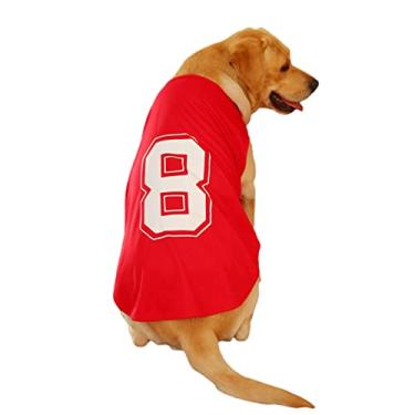 Imagem de JENPECH Camiseta regata para animais de estimação grande colete para cães roupas laváveis super macio vermelho G