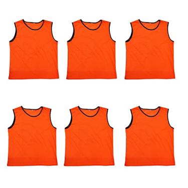 Imagem de 6 peças colete de treinamento de futebol esportivo adulto sem mangas camisas de futebol para camisas de grupo de equipe babadores de prática de secagem rápida, laranja, 28 (53 x 40 cm)