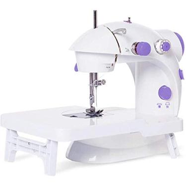 Imagem de Mini máquina de costura com mesa de extensão velocidade dupla máquina de costura fácil para iniciantes máquina de costura de pista reta portátil artesanato máquina de remendar atualizada